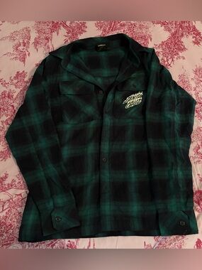 Green flannel shirt